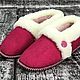 Women's Burgundy fur Slippers. Slippers. Warm gift. Online shopping on My Livemaster.  Фото №2