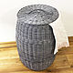 Dark Blue Bathroom Laundry Basket with Cover, Basket, Astrakhan,  Фото №1