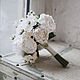 Белоснежный букет невесты из пионов и жасмина, Свадебные букеты, Москва,  Фото №1