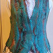 Felted silk vest with sheep curls Wild berry