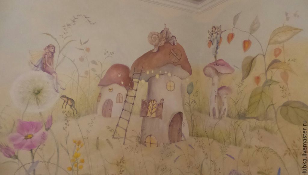 Роспись стен в детской комнате Принцессы Диснея на пикнике