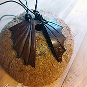Украшения handmade. Livemaster - original item Paired carved coconut pendants 