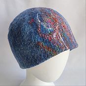 Аксессуары handmade. Livemaster - original item Beanie women`s double felted hat. Blue.. Handmade.