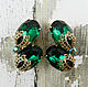 Gorgeous Vintage Rhinestone Earrings Emerald Green, Vintage earrings, Sochi,  Фото №1