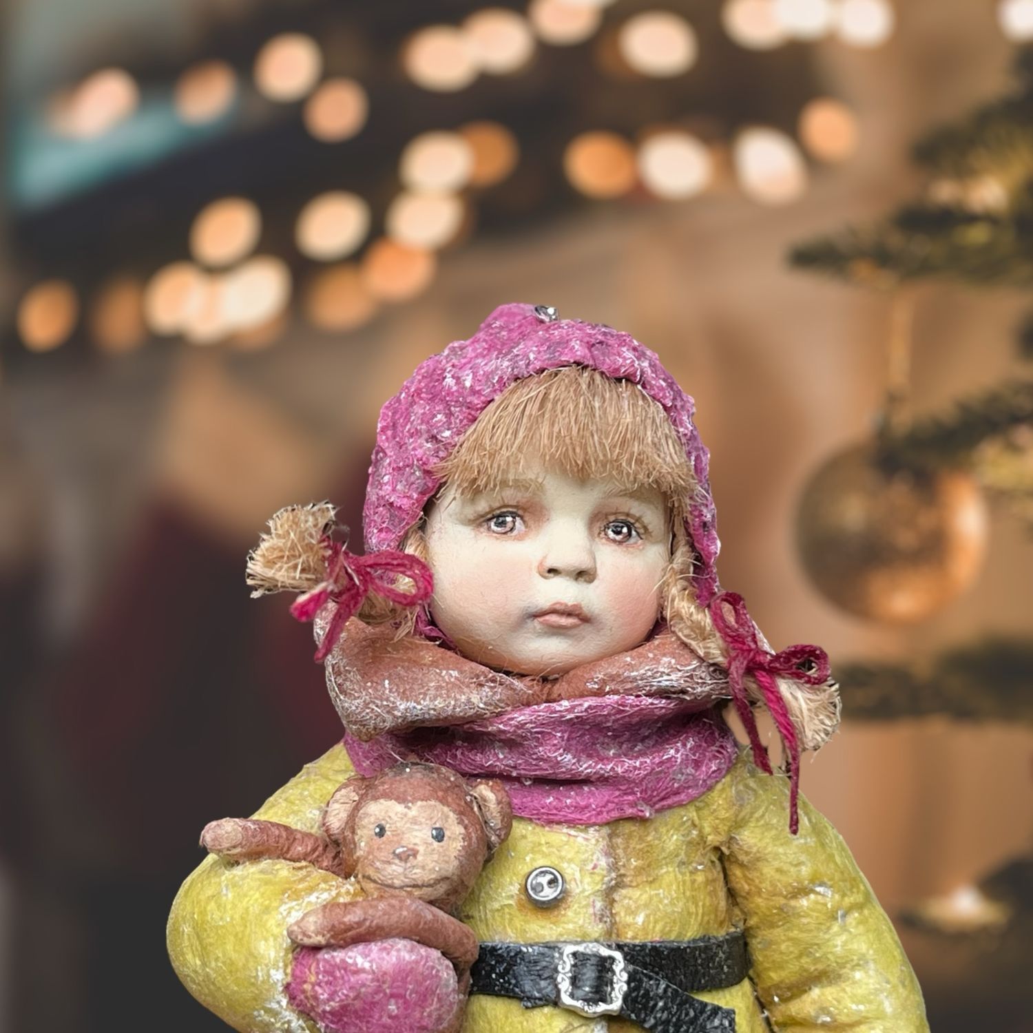 Ватные игрушки, Ватная елочная игрушка «Девочка с обезьянкой» на заказ ...