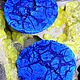 Azurite sawn-humps (paired insert,32/27/8 mm) Mikheevskoe m- nie, Cabochons, St. Petersburg,  Фото №1