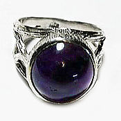 Украшения handmade. Livemaster - original item 925 silver Ring with natural amethyst cabochon, Unisex. Handmade.