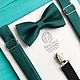 Esmeralda Bow Tie and Suspenders / Emerald Green for Wedding, Butterflies, Moscow,  Фото №1