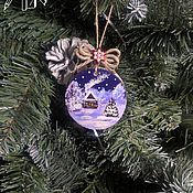 Сувениры и подарки handmade. Livemaster - original item Christmas tree toy, picture on a slice of a tree Fairy tale. Handmade.