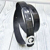 Аксессуары handmade. Livemaster - original item Genuine crocodile leather belt, in black, handmade.. Handmade.