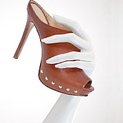 Винтаж handmade. Livemaster - original item Stylish sandals-clogs made of genuine brown leather. Handmade.