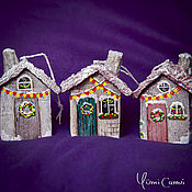 Куклы и игрушки handmade. Livemaster - original item A set of three houses for the Christmas tree. Handmade.