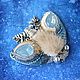 Brooch-pendant with fur 'Moth in the blue'. Brooches. Anastasiya Kozlova. My Livemaster. Фото №5