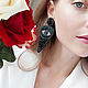 Long black stud earrings in heart shape. Third eye earrings, Stud earrings, Novosibirsk,  Фото №1