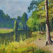 Картины и панно handmade. Livemaster - original item Summer landscapes paintings Russian landscape river forest green painting. Handmade.