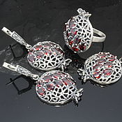 Украшения handmade. Livemaster - original item Garnet jewelry set with grenades made of 925 GA0046 silver. Handmade.