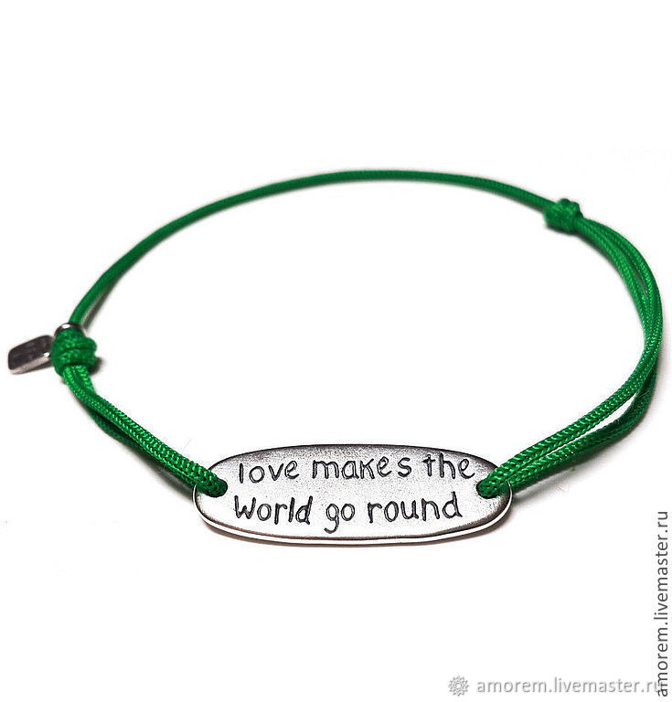 Bracelet Quote: Love makes the world go round, 925 silver, Bracelet thread, Moscow,  Фото №1