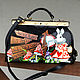 Hand painted Alice in Wonderland doctor bag. March Rabbit art, Valise, Trakai,  Фото №1
