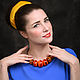 Заказать Колье из крупных бусин лэмпворк "Orange Summer". Маковая Фея...ღ☼. Ярмарка Мастеров. . Колье Фото №3