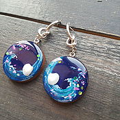 Украшения handmade. Livemaster - original item Sea earrings with shells and paintings. Handmade.