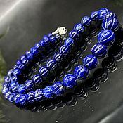 Работы для детей, handmade. Livemaster - original item Silver 925pr. Blue beads for women made of natural lapis lazuli stones.. Handmade.