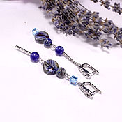 Украшения handmade. Livemaster - original item Blue earrings with stones 