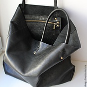 Leather bag black with pocket