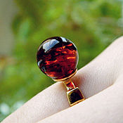 Украшения handmade. Livemaster - original item Amber. Ring cherry amber sterling silver gold-plated. Handmade.