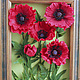 Poppies painting poppies,flowers from polymer clay,interior colors,interior painting,mural with poppies,panels with flowers,red poppies,Oriental poppy,poppy flowers.