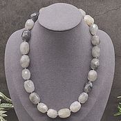 Работы для детей, handmade. Livemaster - original item Beads are large with a cut natural gray quartz. Handmade.