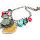 Large chain necklace coral agate leaf pearl turquoise red