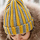 Women's beanie knitted hat, Caps, Novosibirsk,  Фото №1