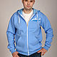 Blue zip-up sweatshirt, men's hoodie, pockets. Sweatshirts for men. Lara (EnigmaStyle). My Livemaster. Фото №6