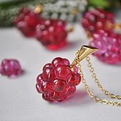 Украшения handmade. Livemaster - original item Pink Raspberry pendant on a gold chain. Handmade.
