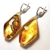 Украшения handmade. Livemaster - original item Large long amber earrings with inclusions.. Handmade.