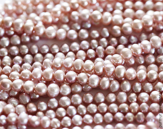 1371_ Pearls 5-6 mm, Pale pink pearls, Roundish pearls, natural, Beads1, Ioannina,  Фото №1