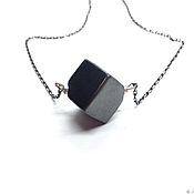 Украшения handmade. Livemaster - original item Silver mini necklace Cubism. Natural hematite, silver 925. Handmade.