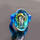 Glass ring 'Portrait of a jellyfish in blue' size 17. Rings. Anna Ivanova. Lampwork jewelry. My Livemaster. Фото №5