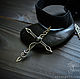 Black choker Sterling Silver Cross necklace pendant Gothic Jewelry. Pendants. Strangell Jewelry. My Livemaster. Фото №5