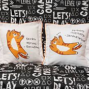 Для дома и интерьера handmade. Livemaster - original item Hug a Cat - two Cat hug pillows, the size of each pillow is 40h40. Handmade.