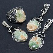 Украшения handmade. Livemaster - original item Earrings, ring and pendant with opal in 925 DD0122 silver. Handmade.