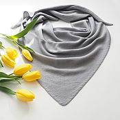 Аксессуары handmade. Livemaster - original item scarves: Knitted kerchief gray merino warm knitted scarf. Handmade.