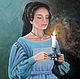 Картина маслом. Девушка со свечой, Картины, Челябинск,  Фото №1