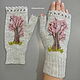  Knitted mitts with embroidery Tree of Life on gray. Mitts. Lace knitting workshop. Lidiya.. My Livemaster. Фото №4