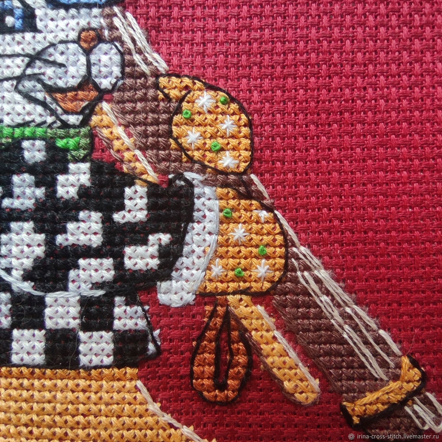 Авторская схема вышивки крестом Заяц Спортсмен ретро вышивка животных