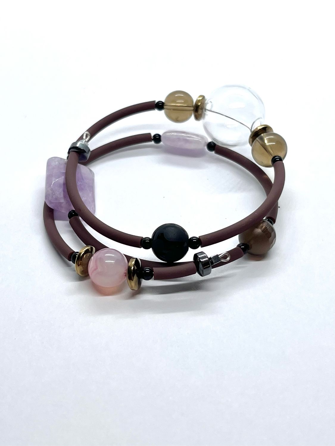 Браслет на Мемори проволоке, браслет из натуральных камней, широкий в ...