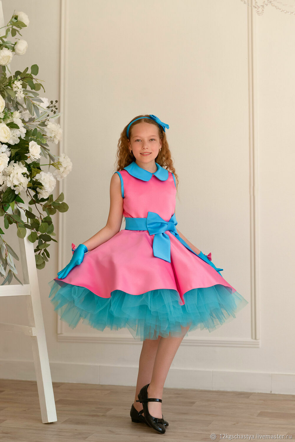 Платье для девочки "Стиляги" розовое с голубым в интернет-магазине ...