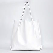 Сумки и аксессуары handmade. Livemaster - original item Shopper Bag Leather White Shoulder Bag Bag Bag. Handmade.