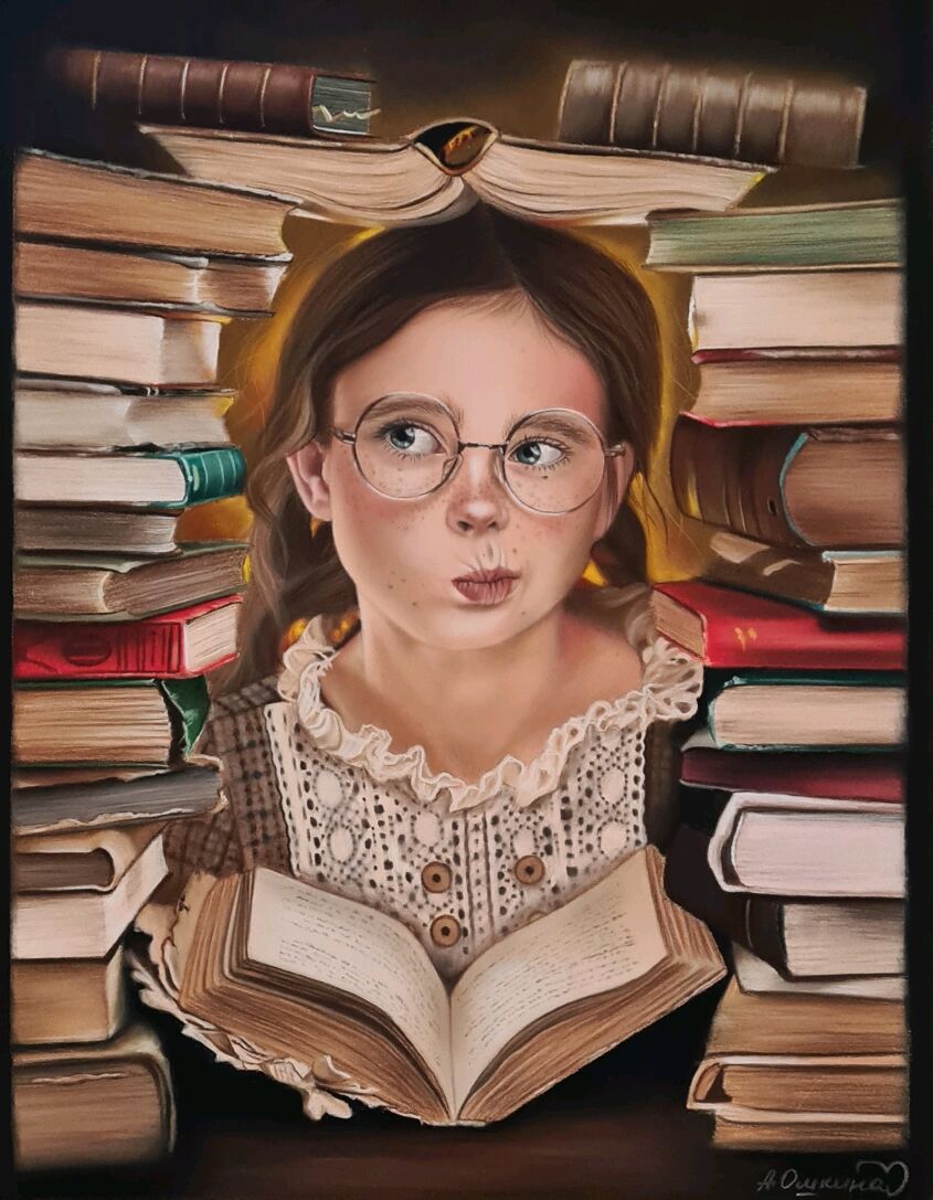 Картина пастелью Волшебный мир книг в раме в интернет-магазине Ярмарка ...