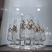 Винтаж handmade. Livemaster - original item Set of vintage glasses, Bohemia (5 pieces) (6831). Handmade.